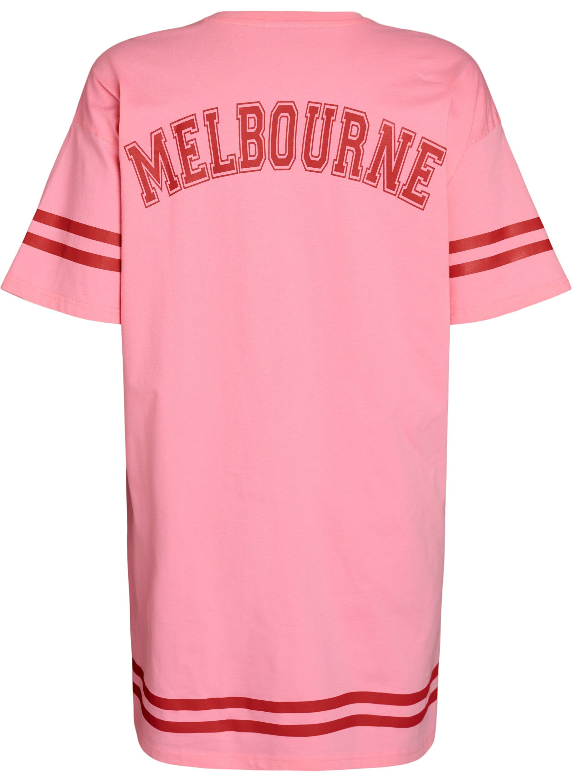 Zizzi Kort T-skjortekjole med sporty detaljer, Rosa, Packshot image number 1