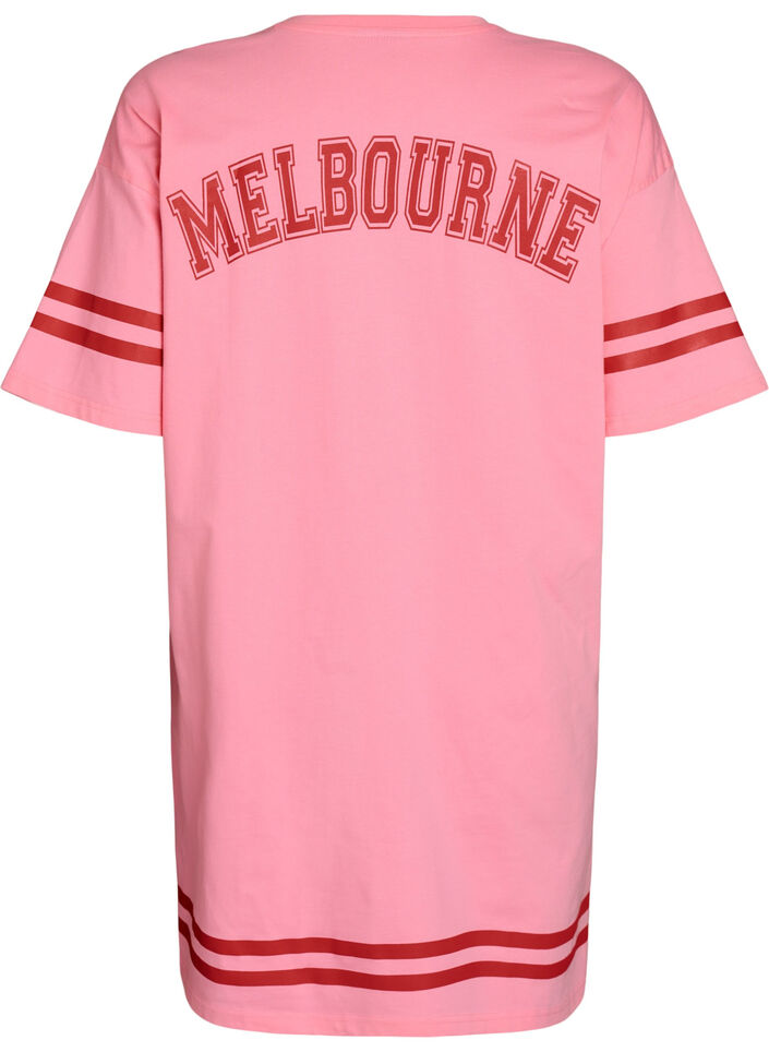 Kort T-skjortekjole med sporty detaljer, Rosa, Packshot image number 1