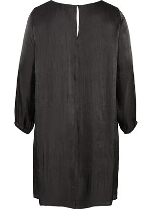 Kjole med shine og lange puffermer, Black, Packshot image number 1