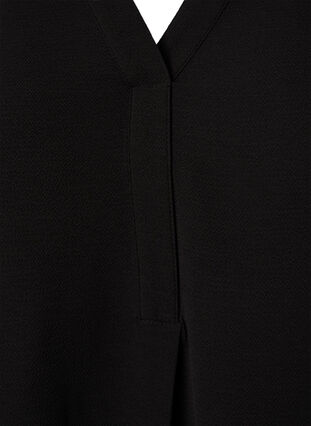 Ensfarget bluse med V-hals, Black, Packshot image number 2