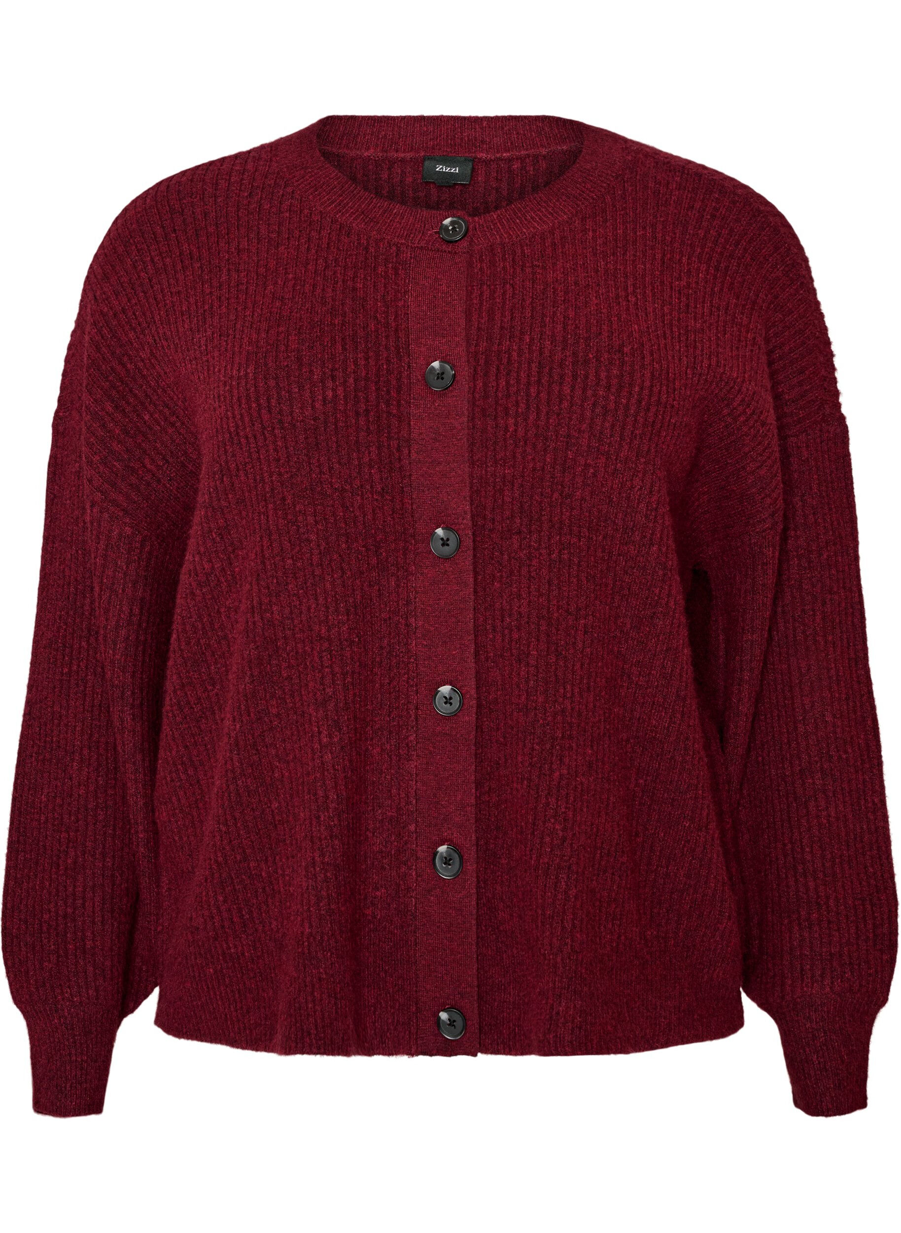 Ribbestrikket cardigan med knapper