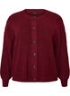 Ribbestrikket cardigan med knapper, R&oslash;d, Packshot image number 0