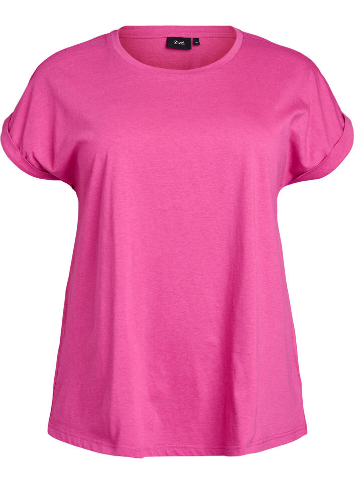 Kortermet T-skjorte i bomullsblanding, Rosa, Packshot image number 0