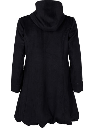 Jakke med ull og hette, Black Solid, Packshot image number 1
