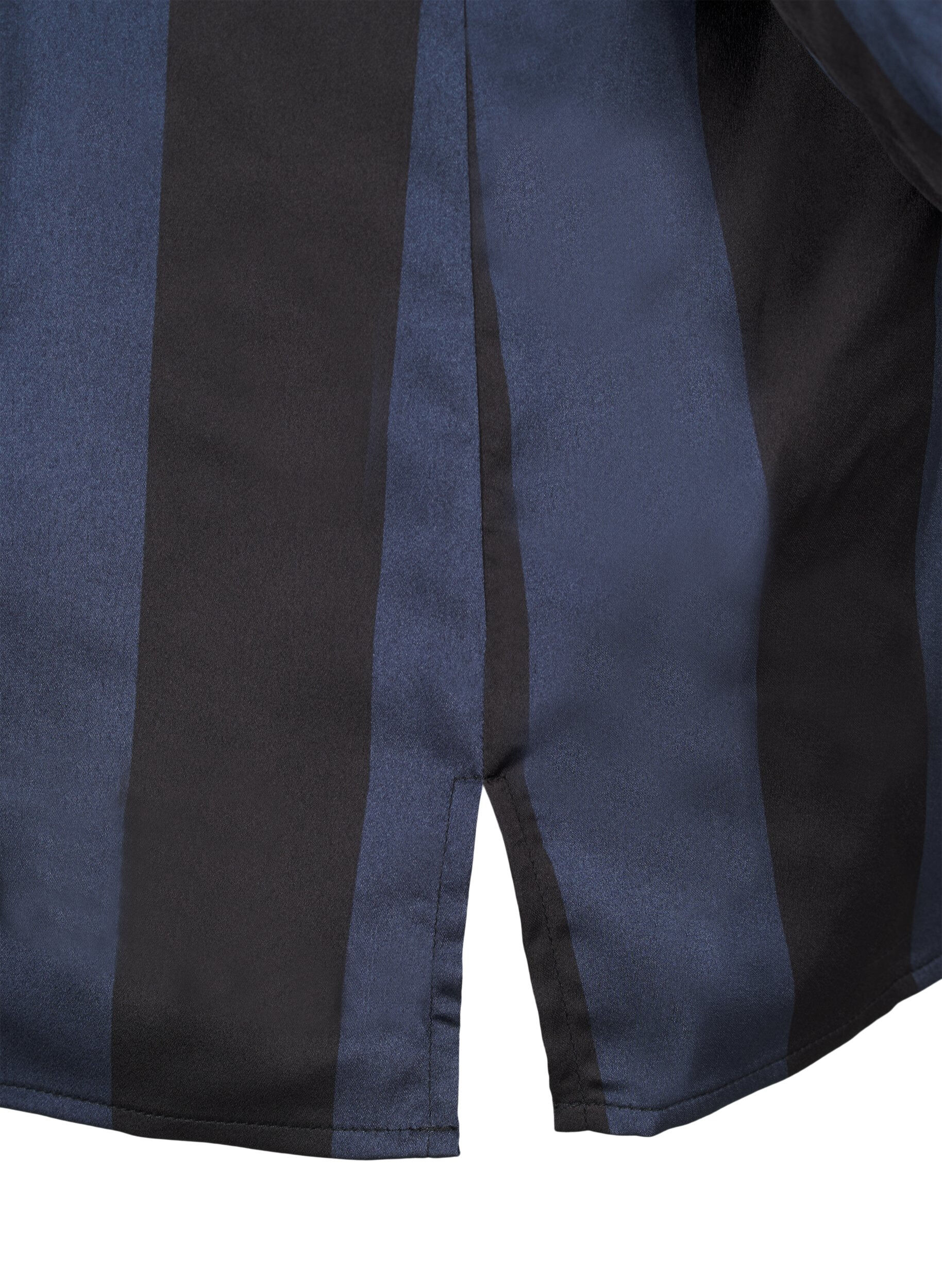 Zizzi Satengskjorte med striper, Spellbound w. Black, Packshot image number 3