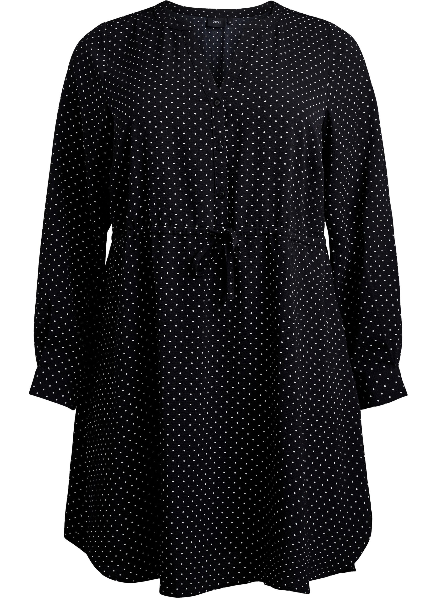 Zizzi Knelang kjole med knytebelte, Svart, Packshot image number 0