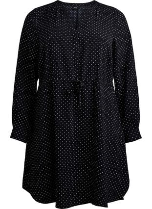 Zizzi Knelang kjole med knytebelte, Svart, Packshot image number 0