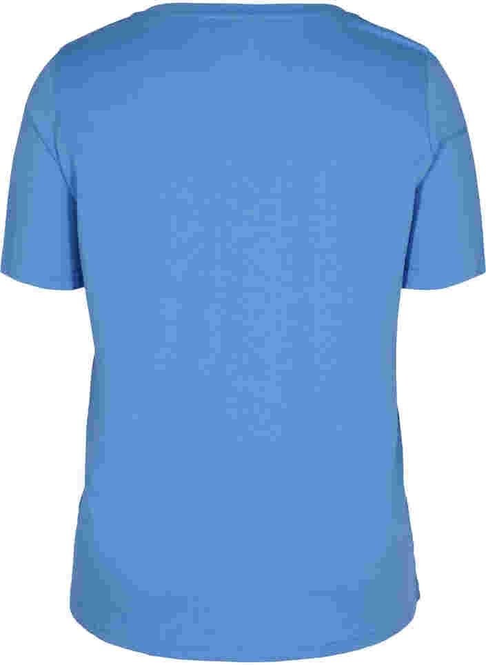 T-skjorte i organisk bomull med V-hals, Ultramarine, Packshot image number 1