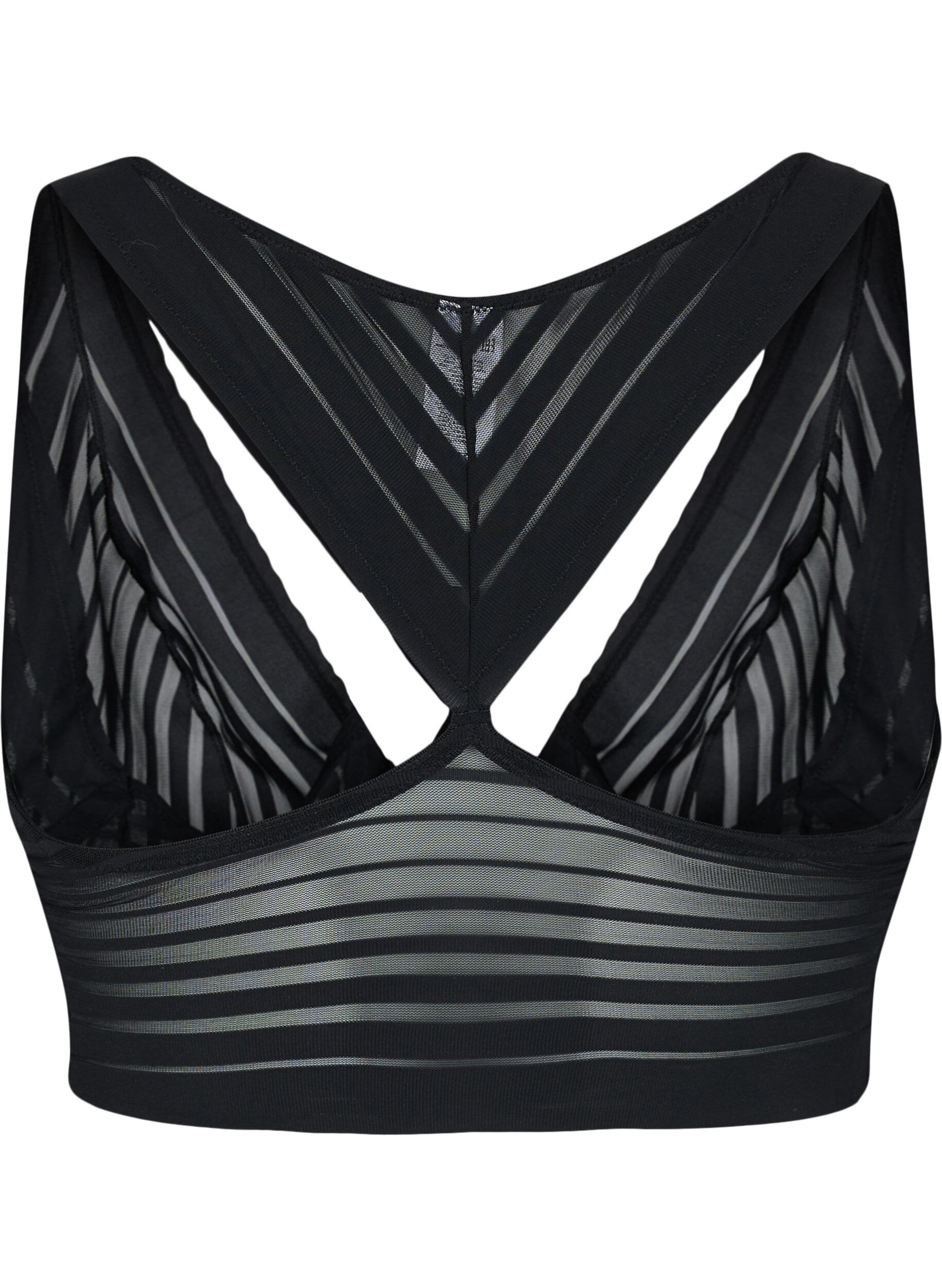 Zizzi BH i stripete mesh, Black, Packshot image number 1