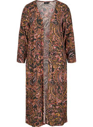 Lang mønstrete kimono i viskose, Paisley AOP