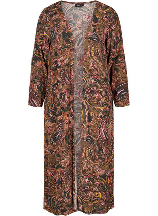 Lang mønstrete kimono i viskose, Paisley AOP, Packshot image number 0