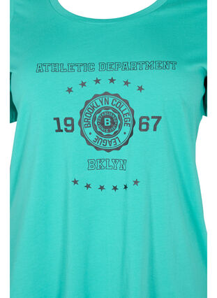 Kortermet T-skjorte i bomull med trykk, Sea Green, Packshot image number 2