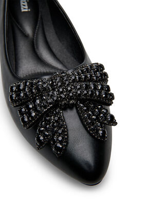 Zizzi Wide fit - Ballerina med sløyfe og rhinesteiner, Svart, Packshot image number 3