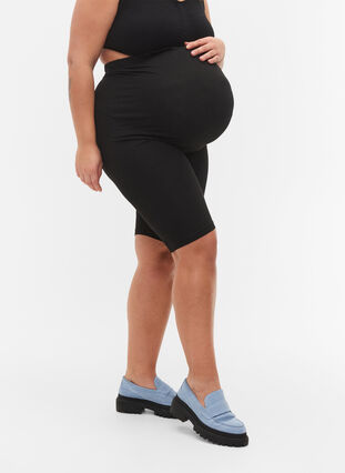 Tettsittende gravidshorts i bomull, Black, Model image number 2
