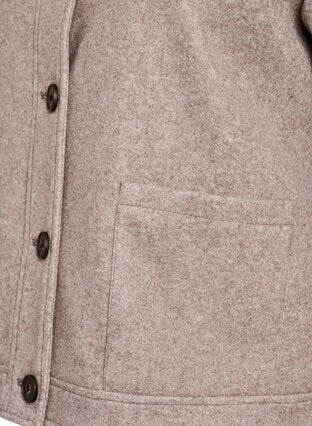 Zizzi Kort skjortejakke med frynser, Moon Rock Mel., Packshot image number 2