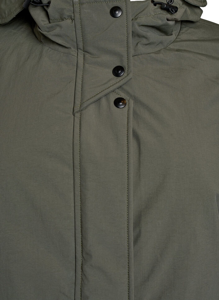 Parka med hette og justerbar midje, Grønn, Packshot image number 2
