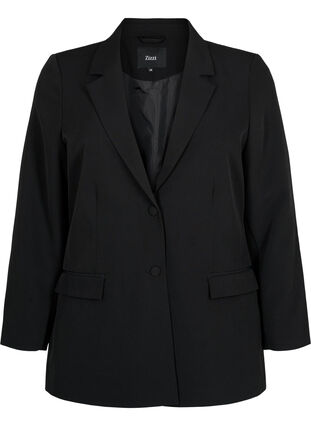 Zizzi Klassisk blazer med knappelukking, Black, Packshot image number 0