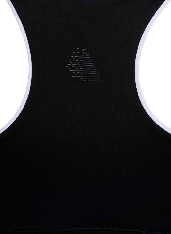 Racerback sports-BH med kontrastpiping, Black w. Piping, Packshot
