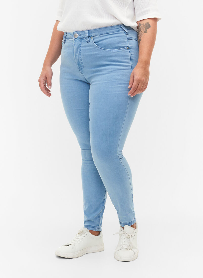 Super slim Amy jeans med h&oslash;yt liv, Ex Lt Blue, Model image number 2