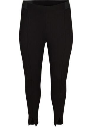 Cropped leggings med splitter, Black, Packshot image number 0