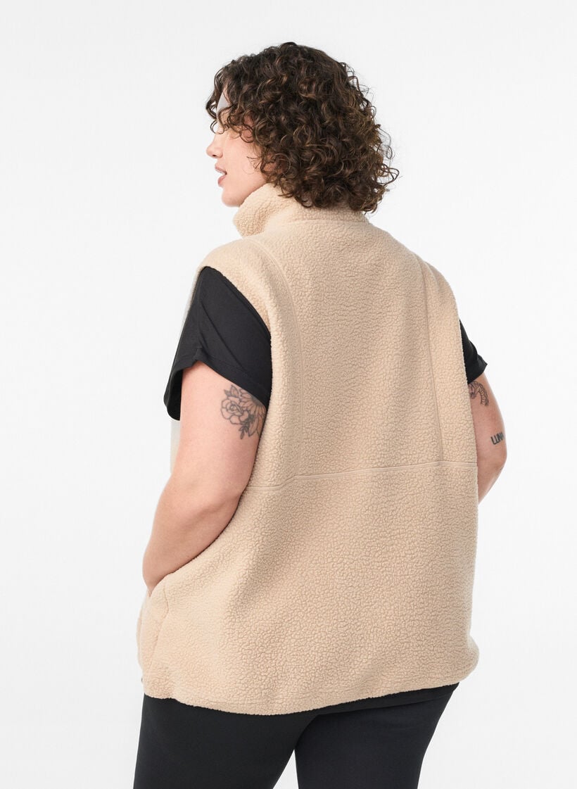 Teddyvest med lommer, Beige, Model image number 2