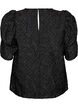 Jacquard bluse med glitrende detaljer og puffede ermer, Svart, Packshot image number 1
