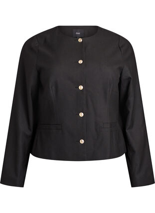 Zizzi Kort jakke med gullfargede knapper, Svart, Packshot image number 0