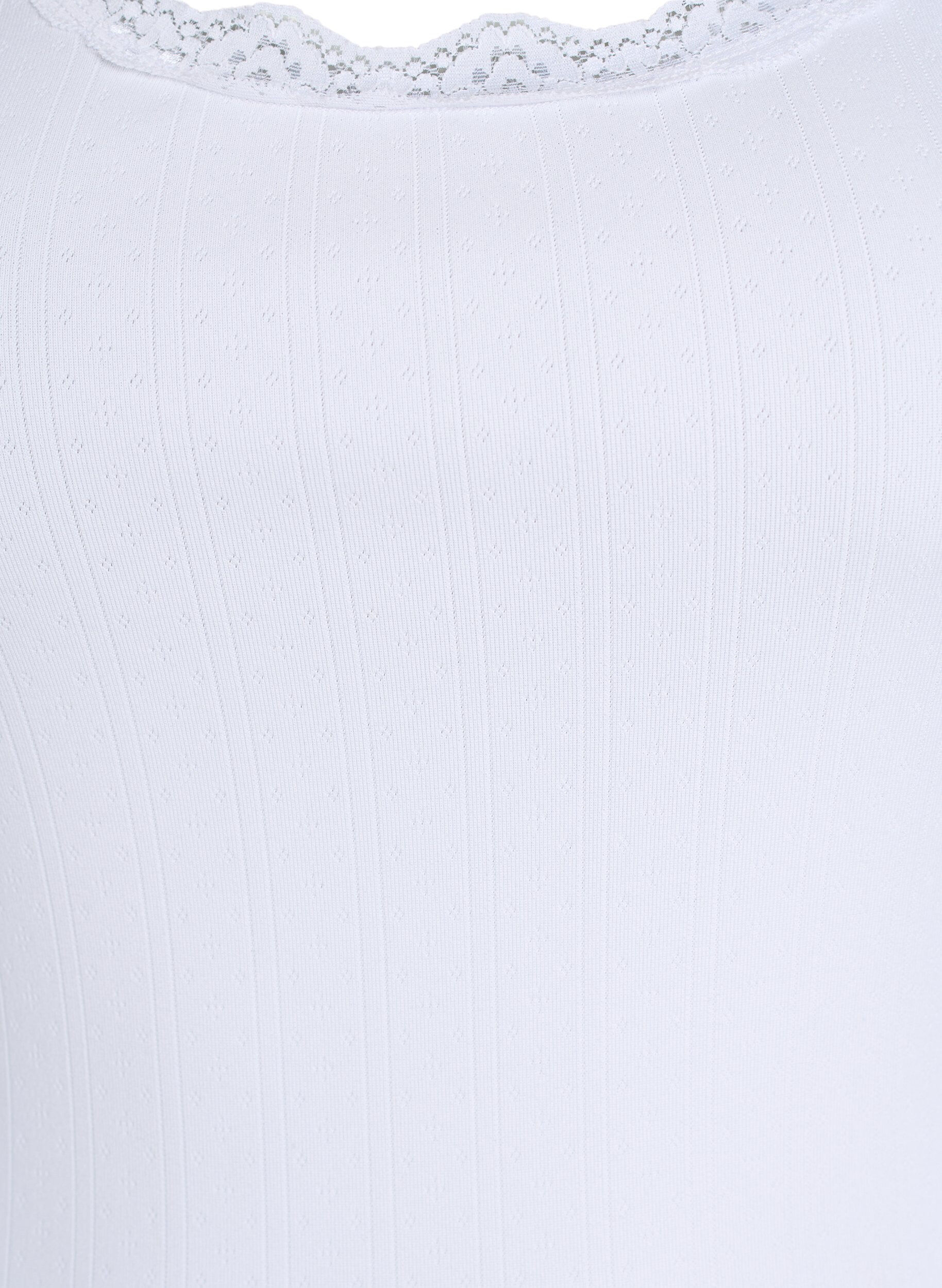 Zizzi Singlet med blonder og hullbroderi, Hvit, Packshot image number 2