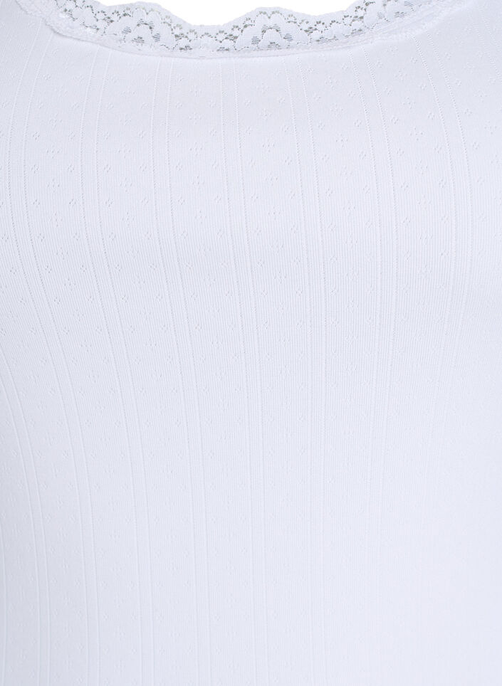 Singlet med blonder og hullbroderi, Hvit, Packshot image number 2