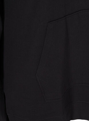Langermet sweatkjole med hette og lomme, Black, Packshot image number 3