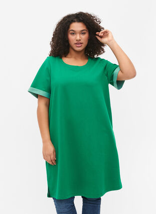 Kjole med korte ermer og splitt, Jolly Green, Model image number 0