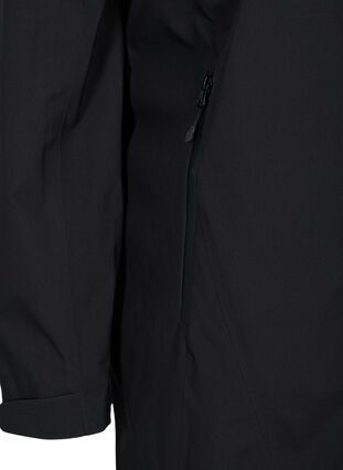 Lang skalljakke med lommer og hette, Black w/Black, Packshot image number 3