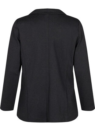Enkel blazer med knapp og pyntelommer, Dark Grey Melange, Packshot image number 1