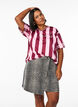 Kort denimskj&oslash;rt med dyretrykk og en A-line fasong, Brun, Model image number 0