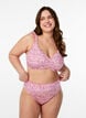 Blomstret tai bikini truse med rynket kant, Rosa, Model image number 0