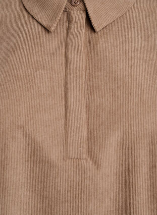 Zizzi Langermet skjortebluse i cordfløyel, Caribou, Packshot image number 2