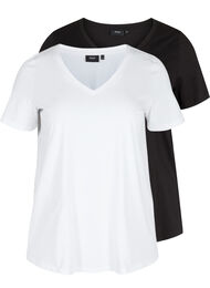 Basic T-skjorter i bomull, 2 stk., Bright White