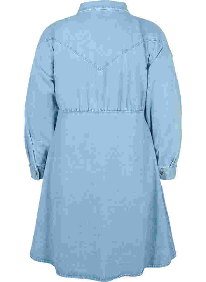Denimkjole med knapper og lange ermer, Light blue denim, Packshot image number 1