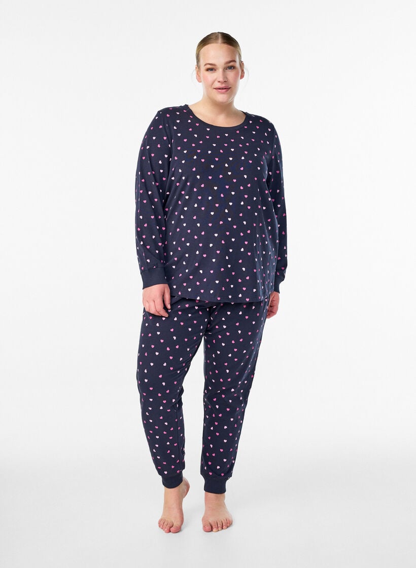 Trykte pyjamasbukser, Blå, Model image number 0