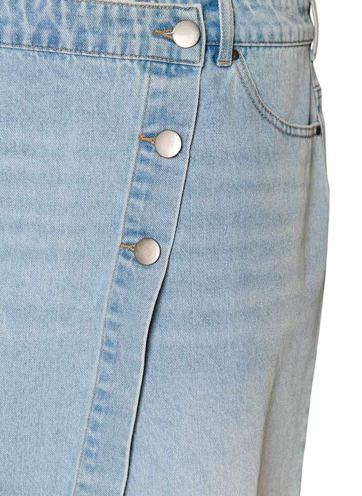 Denimskorts med omslagseffekt og h&oslash;y midje, Bl&aring;, Packshot image number 2
