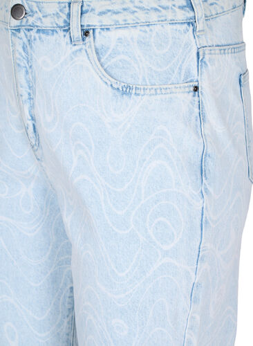 Cropped MIlle mom jeans med mønster, Light blue denim, Packshot image number 2
