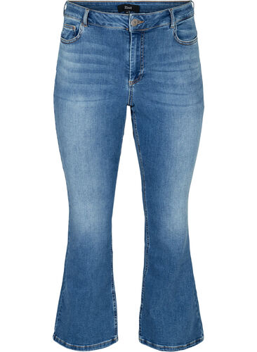 Ellen bootcut jeans med høy midje, Blue denim, Packshot image number 0