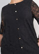 Bluse med blonder og dekorative knapper, Svart, Model image number 3