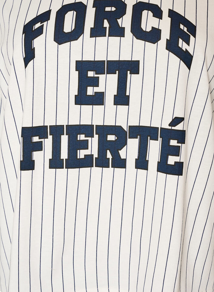 Boxy T-skjorte med striper og statement-trykk, Hvit, Packshot image number 2