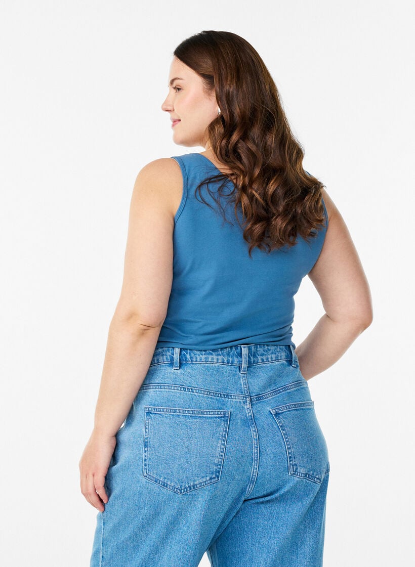 Ensfarget basic topp i bomull, Gr&aring;, Model image number 2