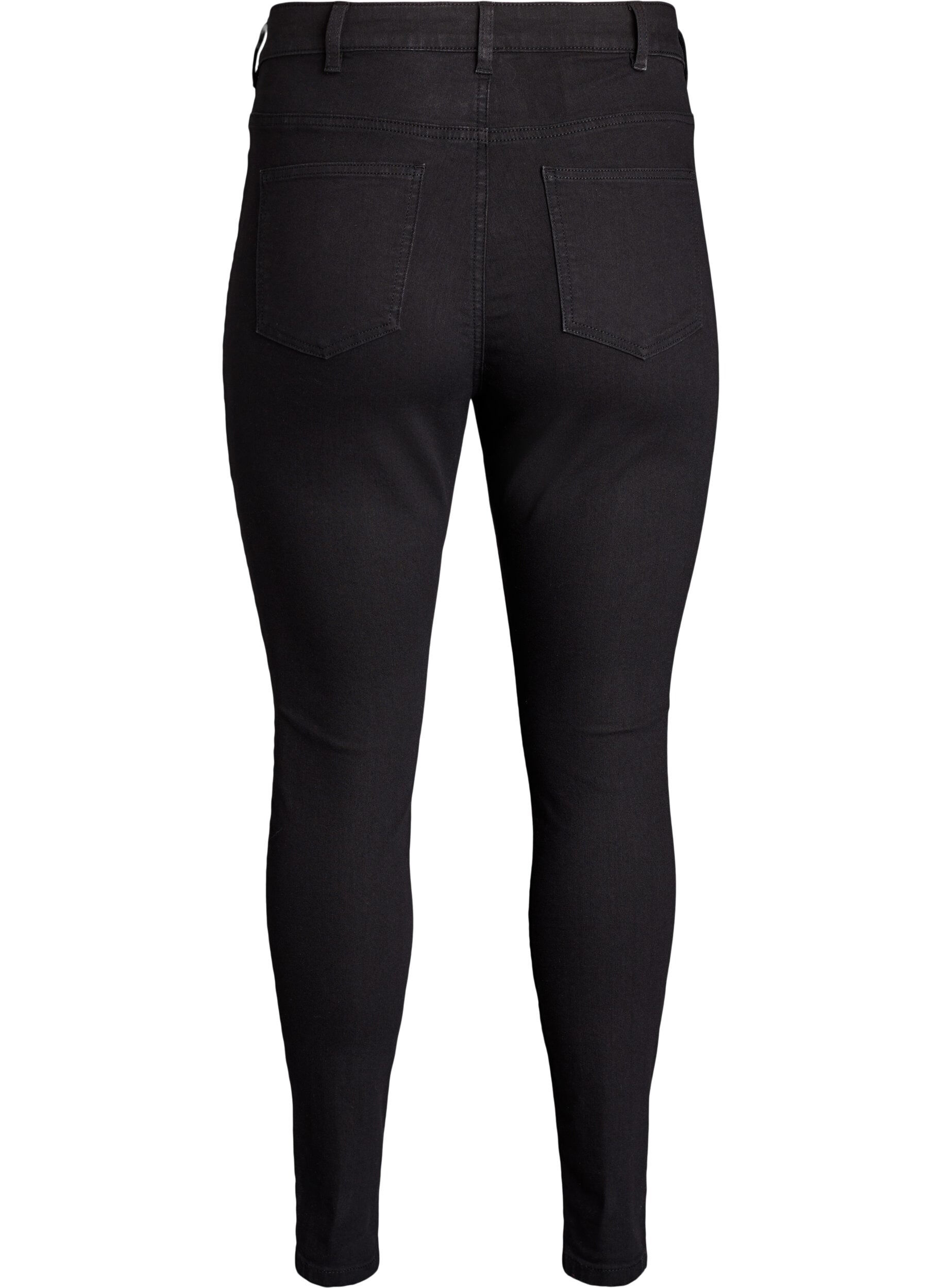 ZizziAmy jeans med h&oslash;y midje og super tynn passform, Svart, Packshot image number 1