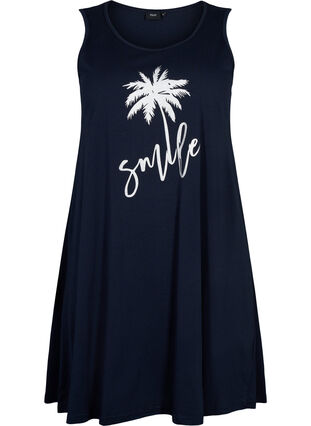 Ermeløs kjole i bomull med A-form, Night Sky W. Smile, Packshot image number 0