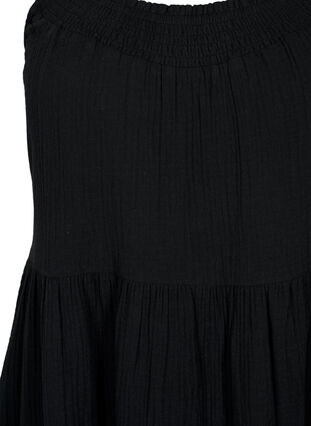 Ensfarget kjole i bomull med stropper, Black, Packshot image number 2
