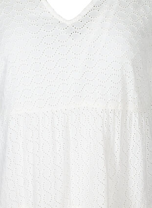 Kortermet kjole med broderi anglaise, Bright White, Packshot image number 2