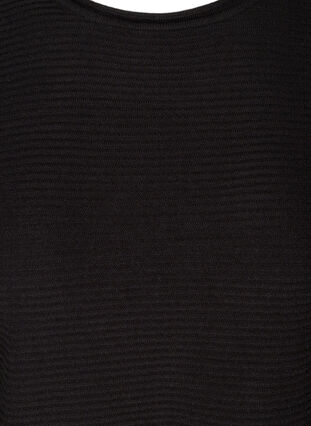 Strikkegenser i ribb med rund hals, Black, Packshot image number 2